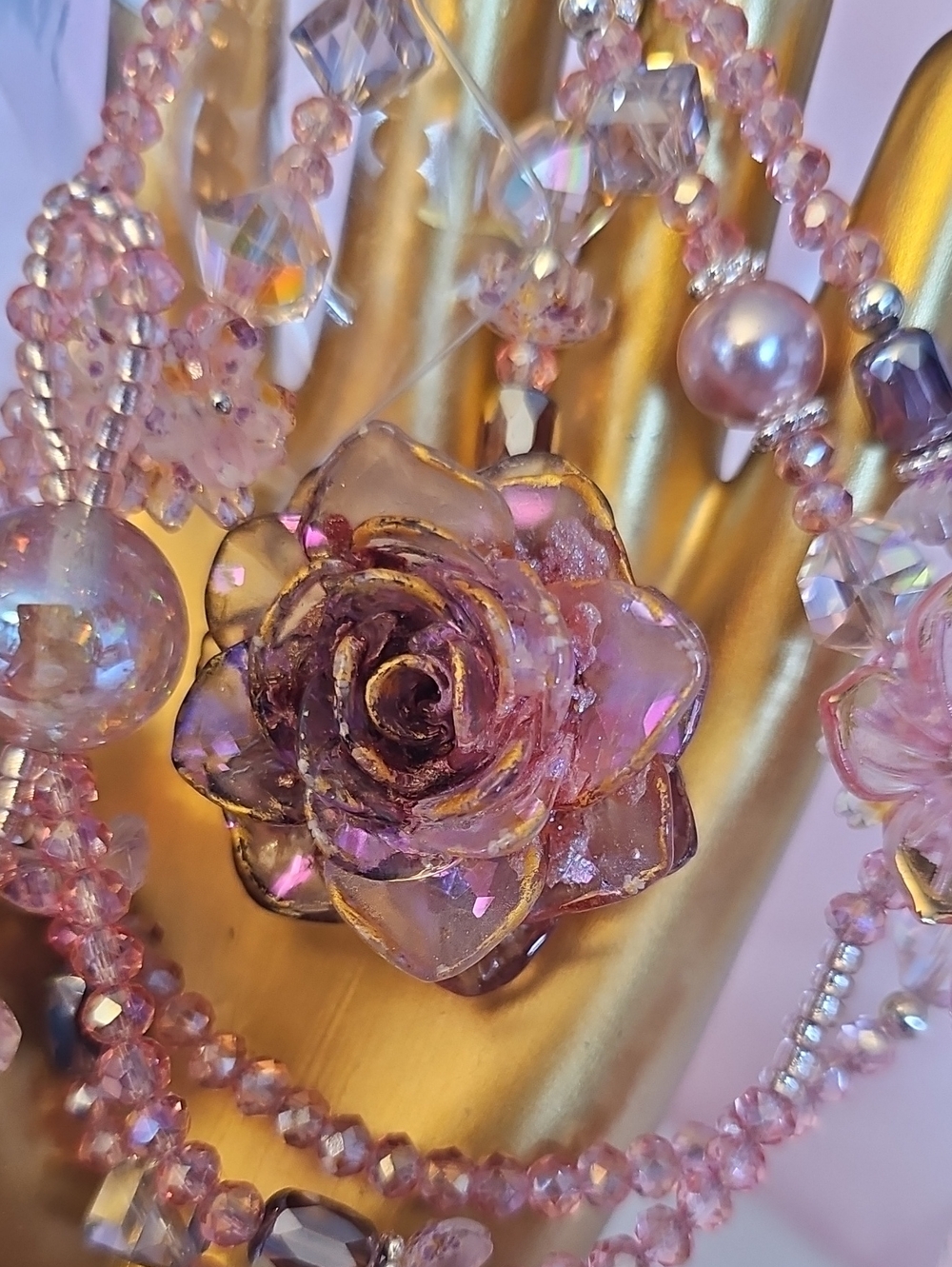 CHARMS: Pink Rose Pendant Purse Charm - Picture 1 of 3
